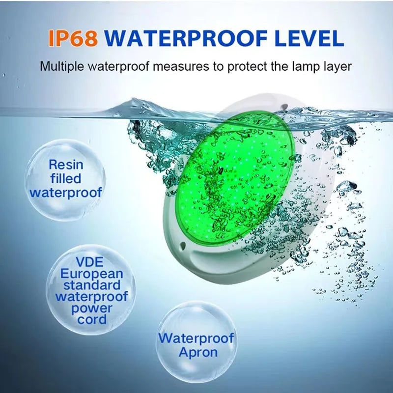 IP68 RGB LED Swimming Pool Light 18W 25W 35W DC 12V Wall Mounted Remote Control ABS PC Resin Filled D230mm Spa Pond Villa