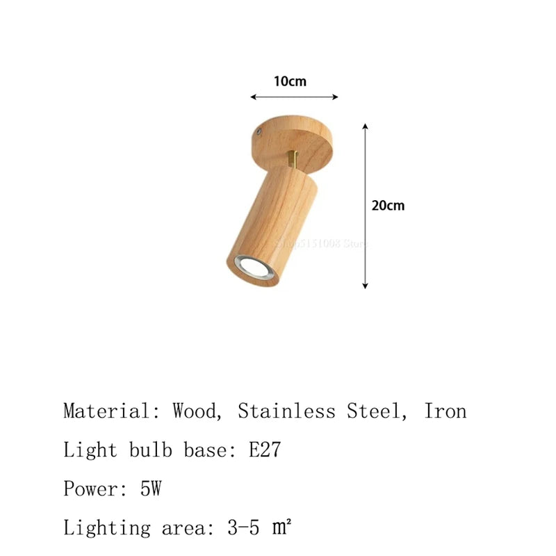 Modern Wood Ceiling Spotlight 5W 10W 15W 20W E26 1 2 3 or 4 Head Surface Mounted Adjustable AC 90-260V Kitchen Dining Room Bedroom