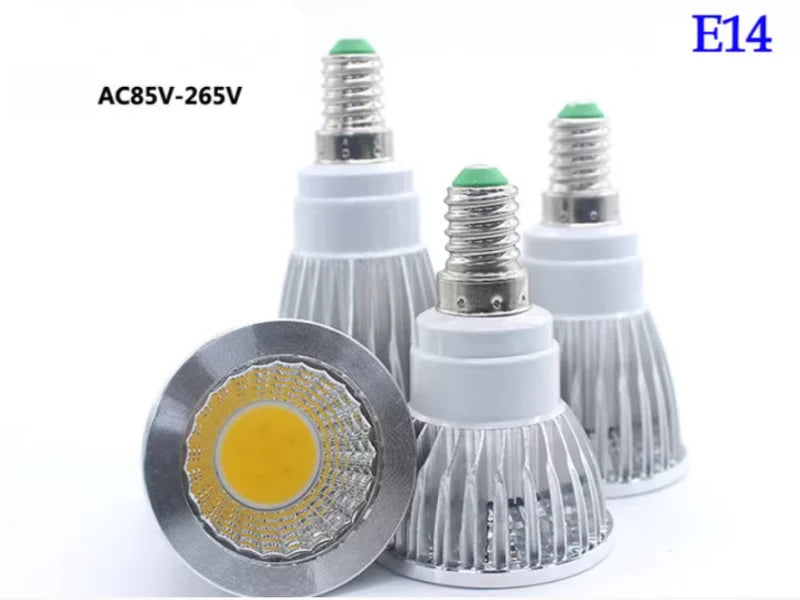 10-Pack COB LED Spotlight 5W 7W 9W GU10 MR16 E27 E14 CRI 85+ 90lm/W 60° AC 85-265V 3-Color