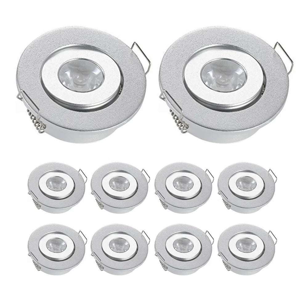 10-Pack 3W Mini LED Downlight AC 85-265V White Black Silver Gold Driver Included