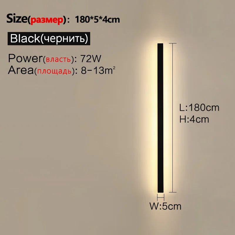 Modern Nordic LED Outdoor Wall Lamp IP65 Metal Acrylic Black Dimmable Remote AC 110-240V