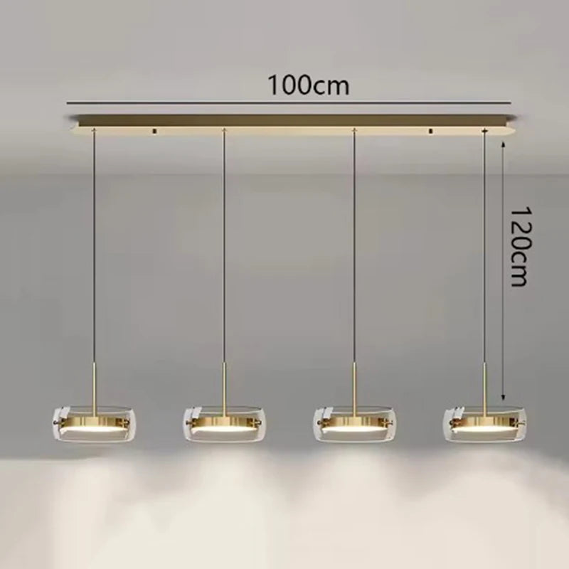 Modern Multi-Head Glass Pendant Light 1 3 4 Heads 5-60W Ironware Dimmable AC 90-265V