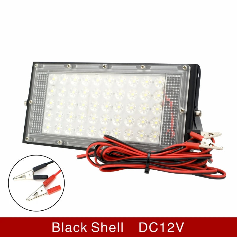 50W DC 12-85V IP65 LED Portable Flood Light 5000lm CRI 85+ 180° SMD2835 Battery Connect