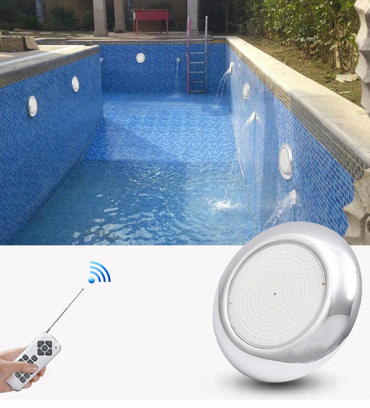 IP68 LED Swimming Pool Light 18W 25W 35W Stainless Steel Resin Filled AC DC 12V RGB Remote Control D260mm Underwater Pond Spa