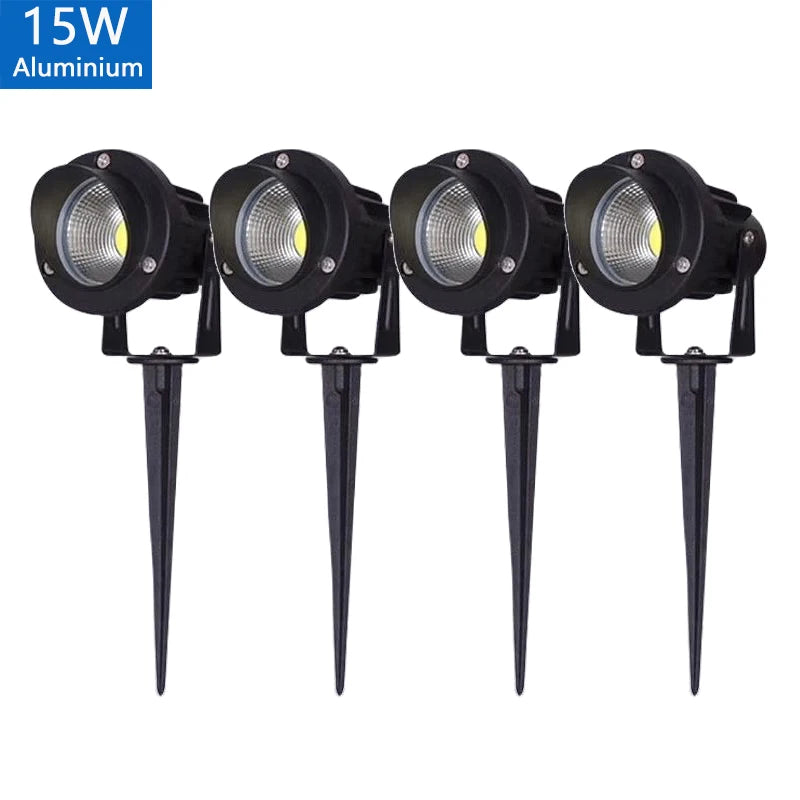 LED Garden Lawn Spike Light 5W 10W 15W 20W IP65 90-120lm/W AC 85-265V DC 12-24V Warm Cool RGB