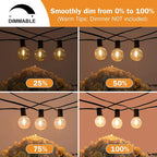 G40 LED Outdoor String Lights IP44 Dimmable 0.6W Warm White Connectable 9m 14m 26m
