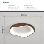 Nordic Wood Grain LED Ceiling Light Dimmable Remote Control 42cm 52cm Acrylic Iron Surface Mount AC 90-260V Bedroom Living Room