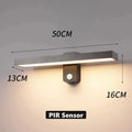PIR Motion Sensor LED Wall Lamp IP65 340° Rotatable 20-50cm Warm White AC 85-265V Black