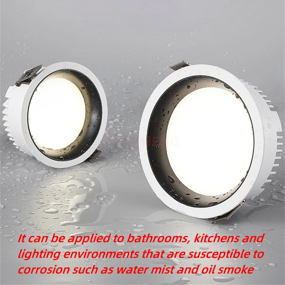 Dimmable Epistar LED Recessed Downlight CRI 90+ 110lm/W PF 0.95 AC 90-260V Ivory Brushed