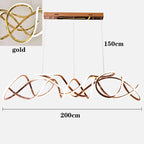 Modern Linear Alloy Acrylic Pendant Chandelier 130-200cm 80-150W Dimmable Remote AC 90-265V
