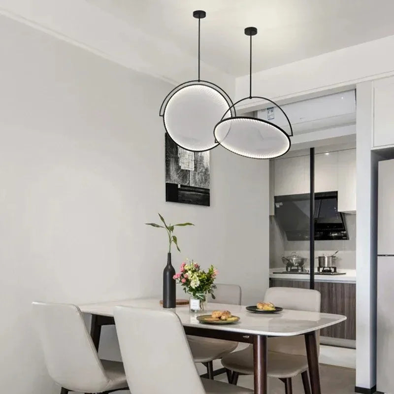 Nordic Fabric Pendant Light Creative Art Dining Table Restaurant Iron Polished Chrome 90-260V