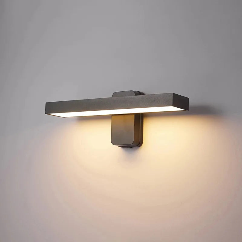 PIR Motion Sensor LED Wall Lamp IP65 340° Rotatable 20-50cm Warm White AC 85-265V Black