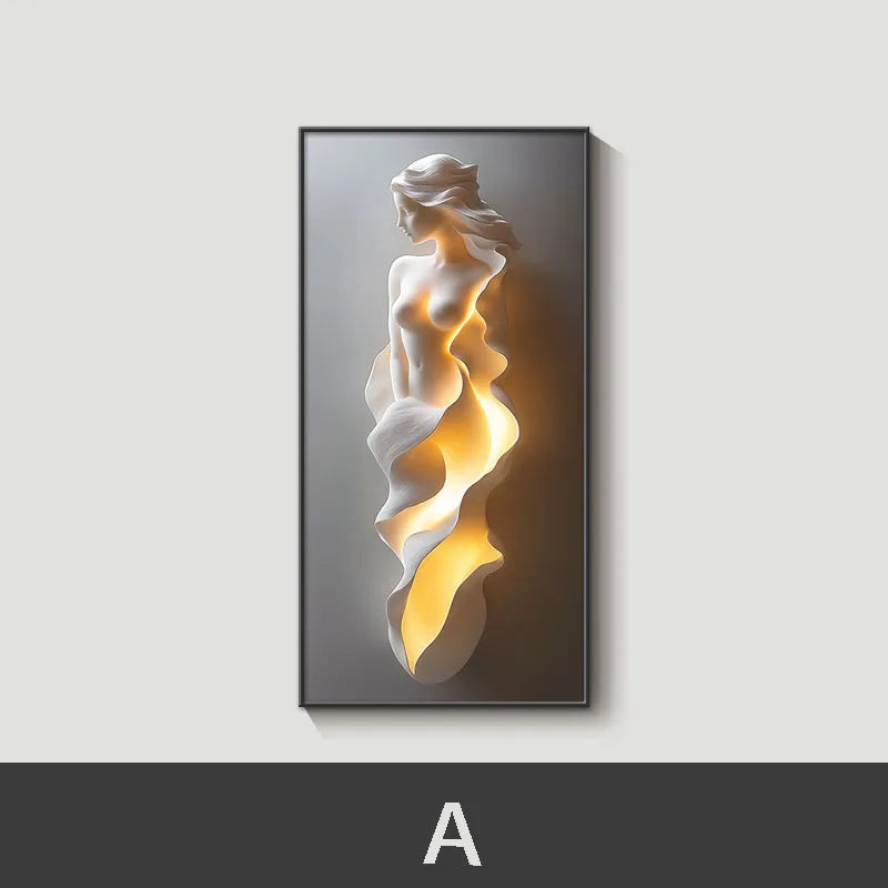 Modern Abstract Painting LED Wall Lamp Crystal Dimmable Remote AC 90-260V Living Room