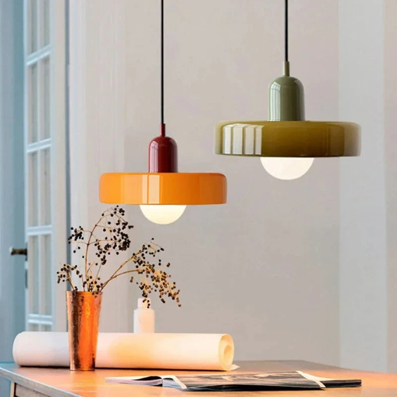 Nordic Glass LED Pendant Light E26 Single Head Cord Pendant Baked Paint Hardware AC 90-260V Bedroom Dining Room Parlor