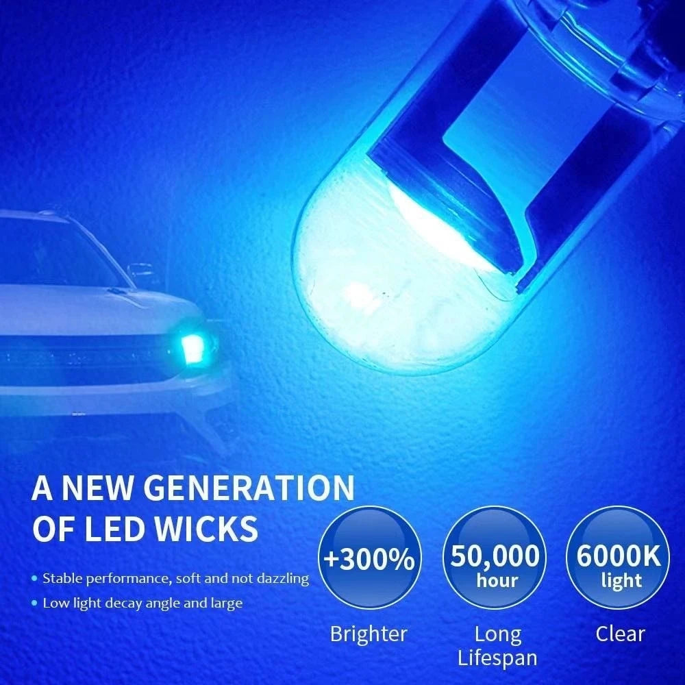 T10 W5W COB LED Bulb 1W DC 12V 400lm 6000K White Blue Yellow Red Pink Green Universal Fit License Plate Dome Map Clearance Interior Car Light
