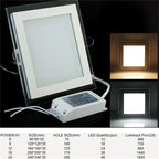 Square LED Panel Downlight 6W 9W 12W 18W 24W 120-Degree Aluminum 85-265V Touch Switch