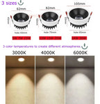 Ultra-Thin Anti-Glare COB LED Spotlight 5W-30W CRI 95+ 100-120lm/W 24° 38° Dimmable AC 85-265V
