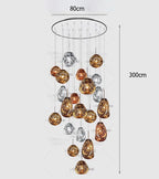 Modern Glass Iron Pendant Chandelier 3-21 Heads Round Linear Black Silver Gold AC 90-265V