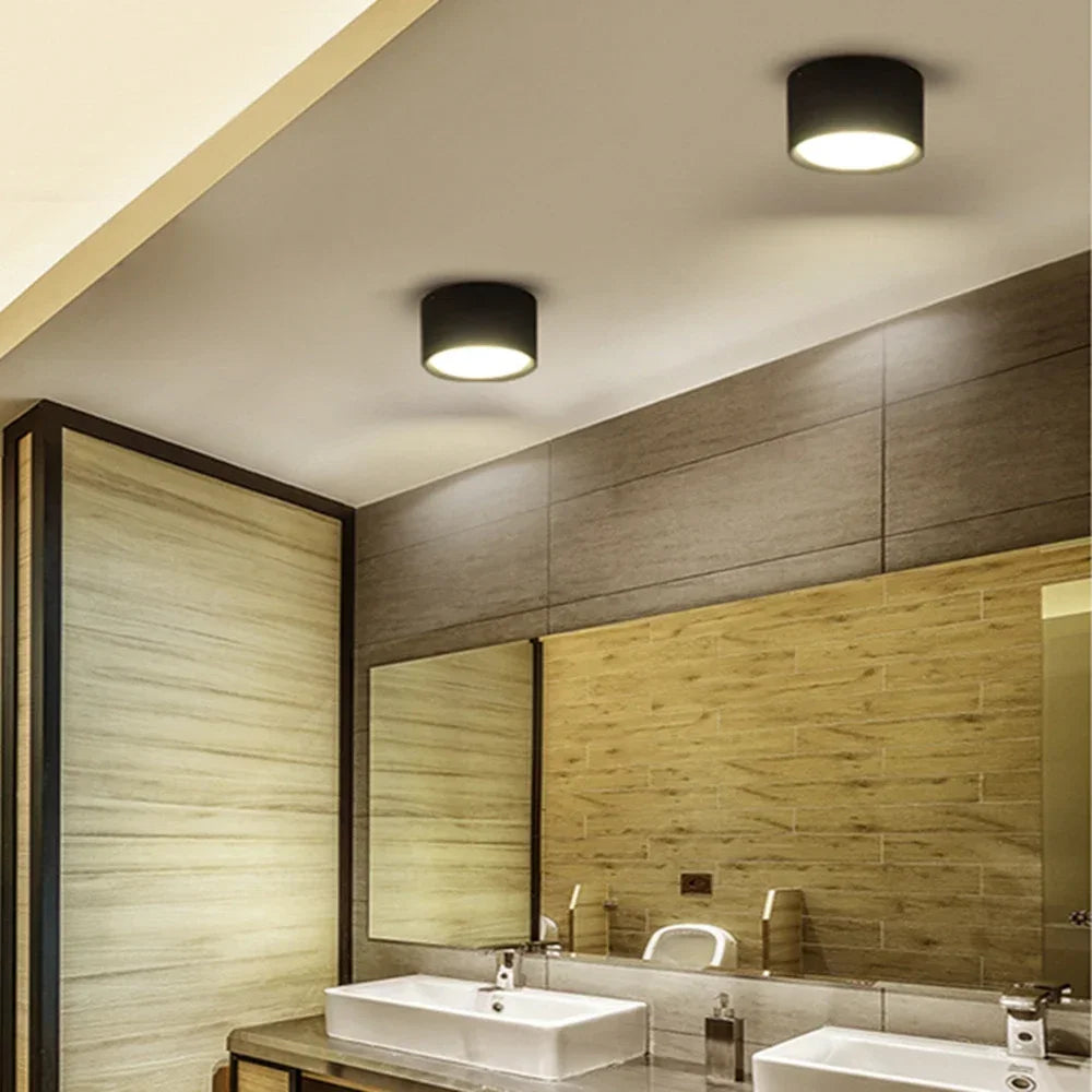 LED Surface Mounted Downlight 5W 7W 12W 15W Aviation Aluminum CRI 90 120 Degree Knob Switch AC 90-260V Black White Wood Grain Foyer Kitchen