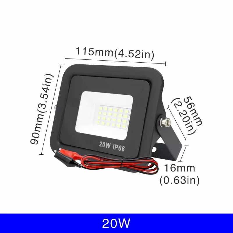 DC 12V LED Flood Light 20W 30W 50W 100W IP66 Aluminum Outdoor Portable Spotlight CE