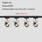 Industrial LED Track Light Set 3-4 Lights Brushed Nickel Aluminum AC 110-240V 5-Year Warranty