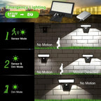 Solar LED Security Flood Light 90 SMD2835 LEDs PIR Motion Sensor IP65 Waterproof 4 Modes 2600mAh ABS Porch Yard Garden Wall Light