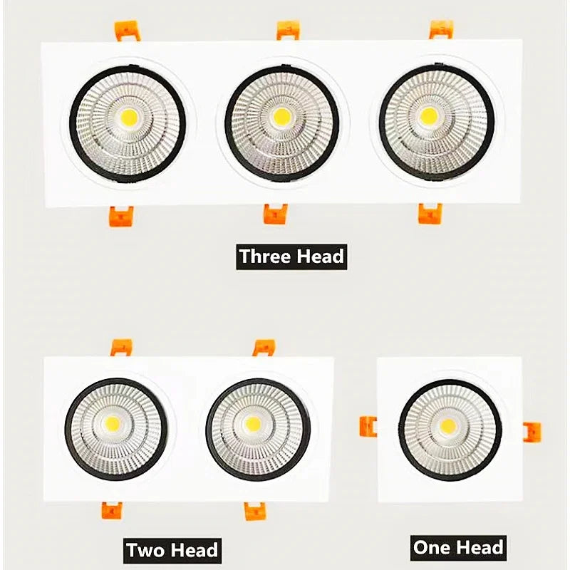 Dimmable COB LED Downlight Single Double Triple Head 7W 9W 12W 36-Degree CRI 92+ 85-265V