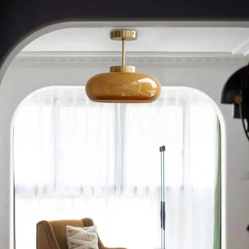 Vintage Glass LED Pendant Chandelier Gold Metal Single AC 90-260V Bedroom Dining Room