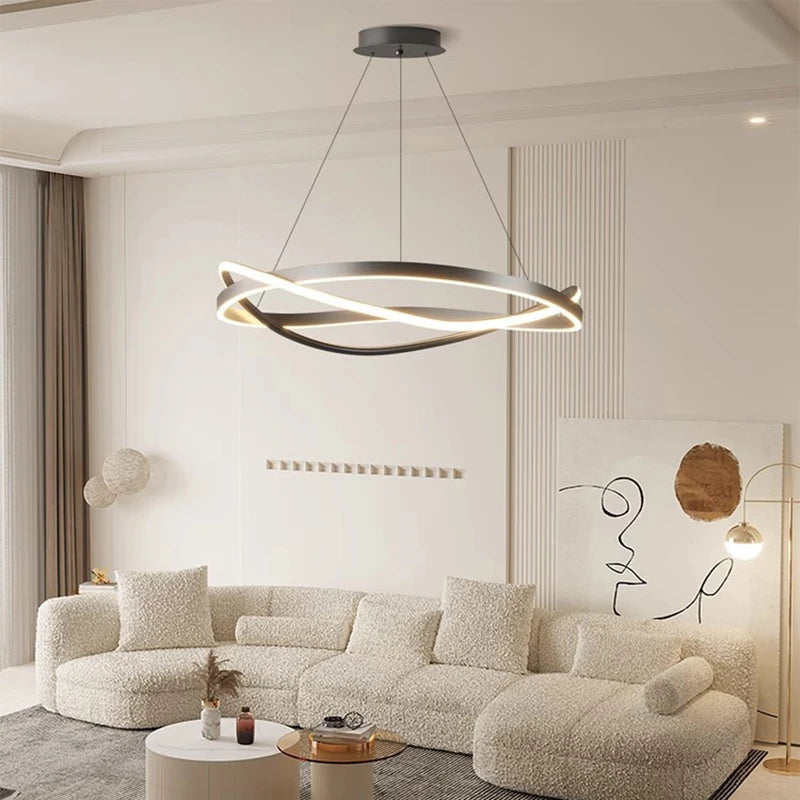 Modern Circular LED Ring Pendant Chandelier 60cm 80cm 100cm 72-144W Dimmable AC 90-265V
