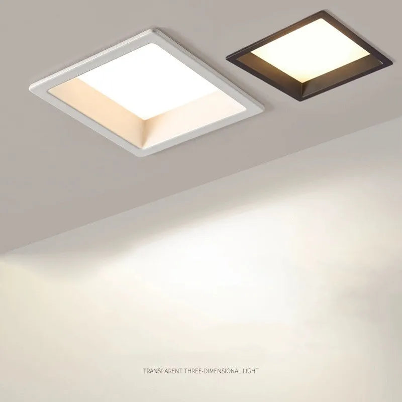 Dimmable Epistar LED Square Panel Downlight 12W 18W 24W 100lm/W 180° AC 110-240V Black White