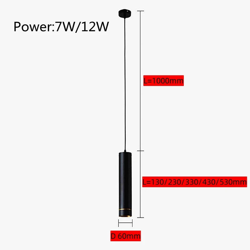 LED Pendant Light Cylindrical Long Tube Lamps Dimmable for Kitchen Dining Bedroom Bar Decoration LED ceiling Hanging Chandelier