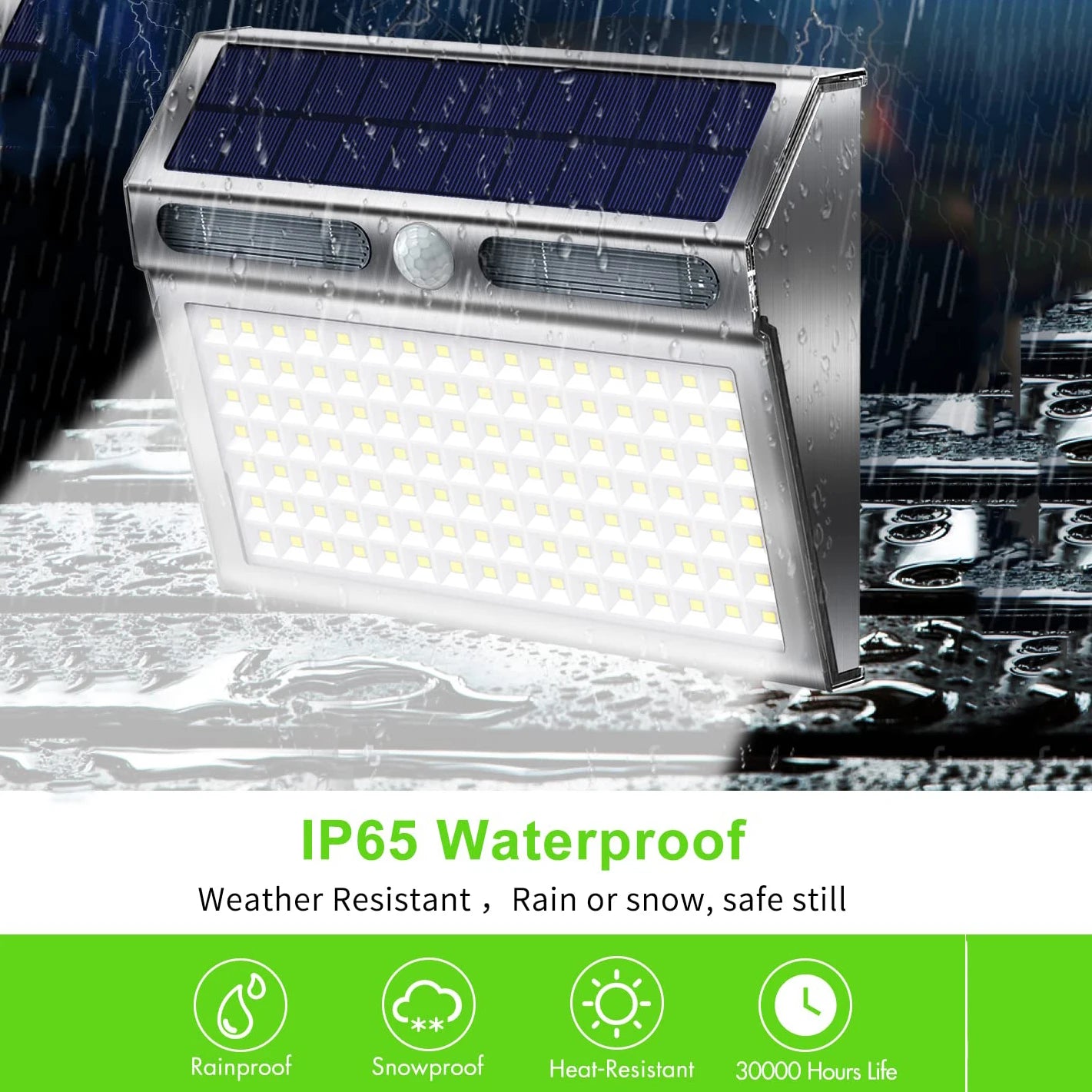 Solar LED Motion Sensor Security Light 112 LED Stainless Steel IP65 4 Modes 2200mAh 120 Degree 5 to 8 Meter Range Outdoor Wall Fence