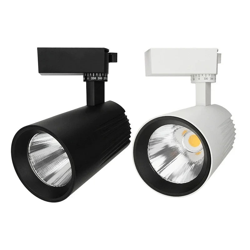 Dimmable COB LED Track Light 7W 12W 15W 20W 30W 40W 100lm/W Multi-Angle AC 110-240V Black White