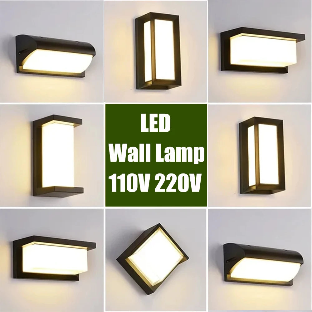 LED Outdoor Wall Lamp AC 110-240V Moisture-Resistant ABS Indoor Outdoor Pathway Porch Garden