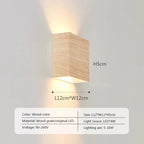 Nordic Wood Grain LED Wall Sconce G9 Single Head Up and Down Iron Dimmable Remote Control 3000K to 6500K AC 110-220V Bedroom Living Room