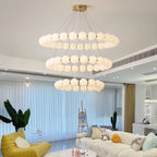Nordic Modern LED Ring Chandelier Iron Polished Chrome Semi Flush Mount Remote Control AC 90-260V Living Room Dining Room Bar