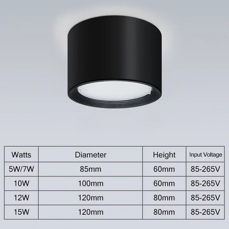 Nordic Wood Grain LED Surface Mounted Ceiling Downlight 5W 7W 15W Iron AC 85-265V D85mm to D120mm Wood Black White Foyer Living Room Bedroom