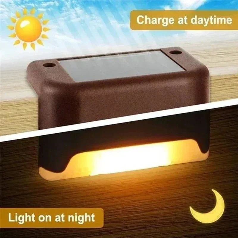 Solar LED Step Deck Lights Outdoor Waterproof IP66 Stair Garden Path Lamp