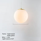 Nordic Glass Ball Pendant Light 10-40cm E27 G9 White Iron AC 90-260V 120cm Wire 3-5m²