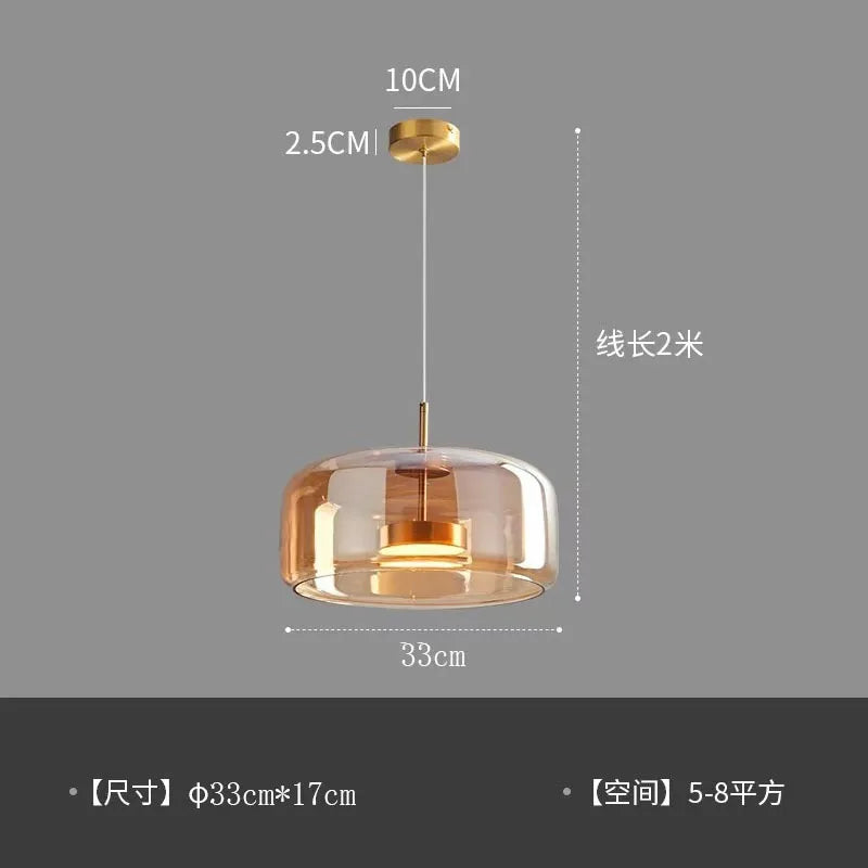 Nordic Minimalist Iron Glass Pendant Chandelier E26 E27 38cm Single Head Dimmable AC 90-260V