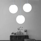 Frosted Acrylic Ball Pendant Light Milky White E27 8-35cm 100cm Cord AC 110-240V Scandinavian