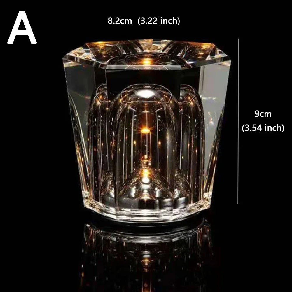 Diamond Crystal LED Night Light Rechargeable Atmosphere Table Lamp Bedroom Bedside Bar Restaurant 0.5W