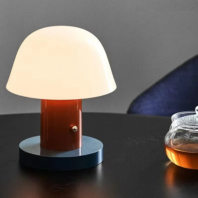 Nordic Retro Mushroom Table Lamp Touch Dimmable USB Charging AC 90-260V Bedroom Bedside