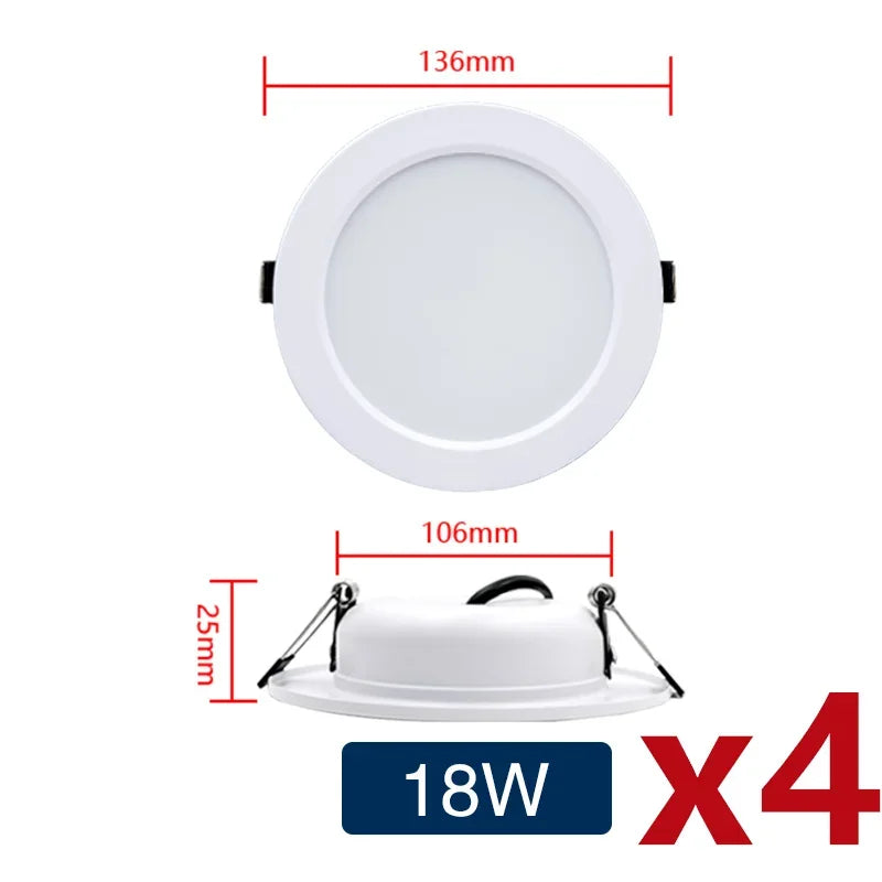 LED Recessed Downlight 5W 9W 12W 15W 18W Epistar DC12V DC24V AC110V 120° 4 Pack