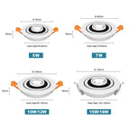 5W-18W Angle-Adjustable COB LED Recessed Downlight 360° Epistar CRI 90+ 110lm/W AC 85-265V