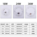 Round LED Panel Ceiling Light 12W 18W 24W 36W Aluminum PC White Light AC110-220V