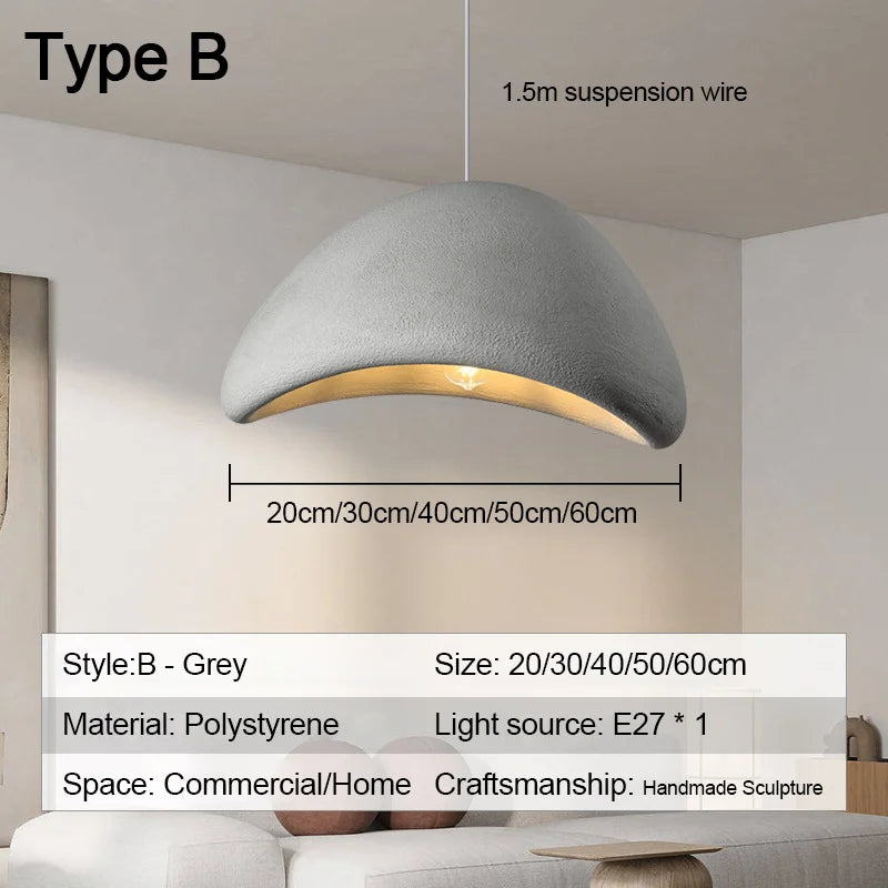 Nordic Wabi-Sabi Hand Knitted LED Pendant Light Single Head PP Plastic Cord Pendant AC 90-260V Living Room Dining Room