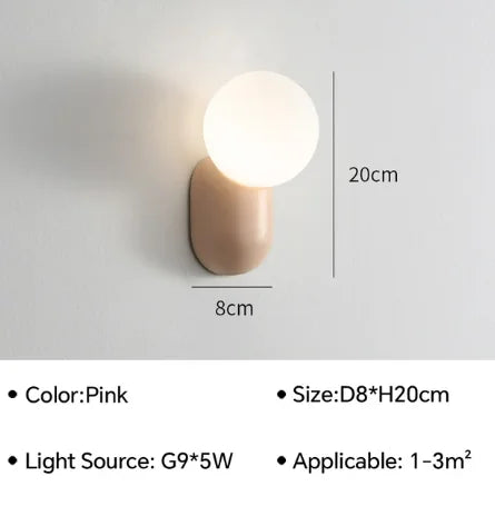Nordic Macaron LED Wall Sconce G9 Resin Frosted Glass 4 Colors Touch Switch 90-260V