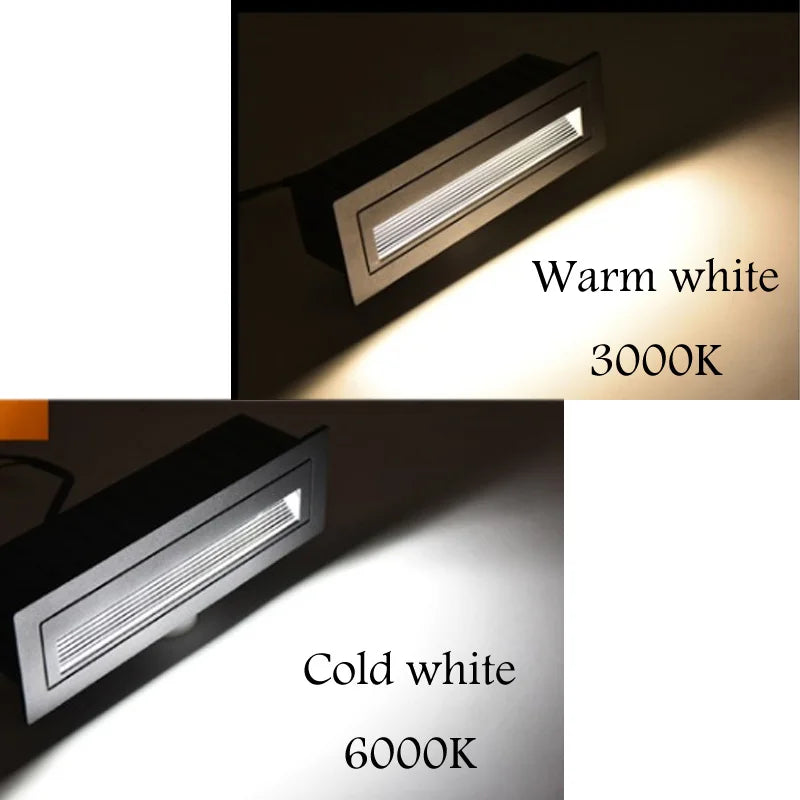 Dimmable LED Recessed Step Stair Wall Light 3W 5W 10W Up Down AC85-265V DC12V Black White