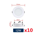 10-Pack LED Recessed Downlight 5W 9W 12W 15W 18W Epistar DC12V DC24V AC110-240V 120°